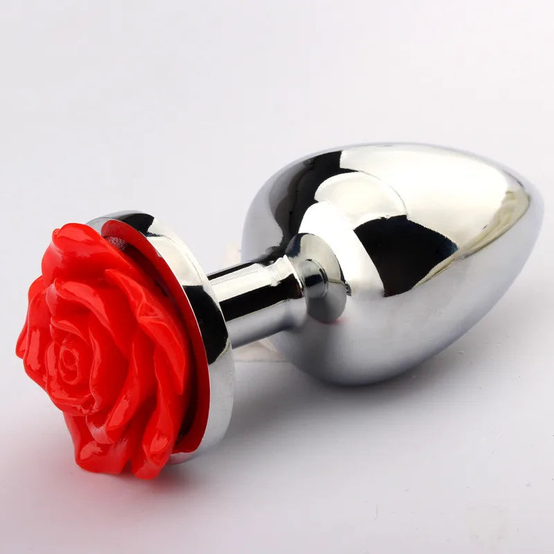 Rose Flower Anal Plug for Men and Women  Masturbator Adult Sex Goods Stainless Steel Butt  Toys  Adults  Products