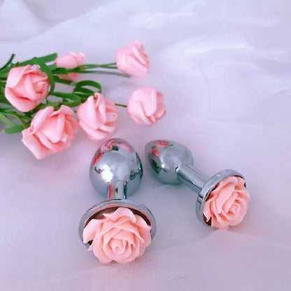 Rose Flower Anal Plug for Men and Women  Masturbator Adult Sex Goods Stainless Steel Butt  Toys  Adults  Products