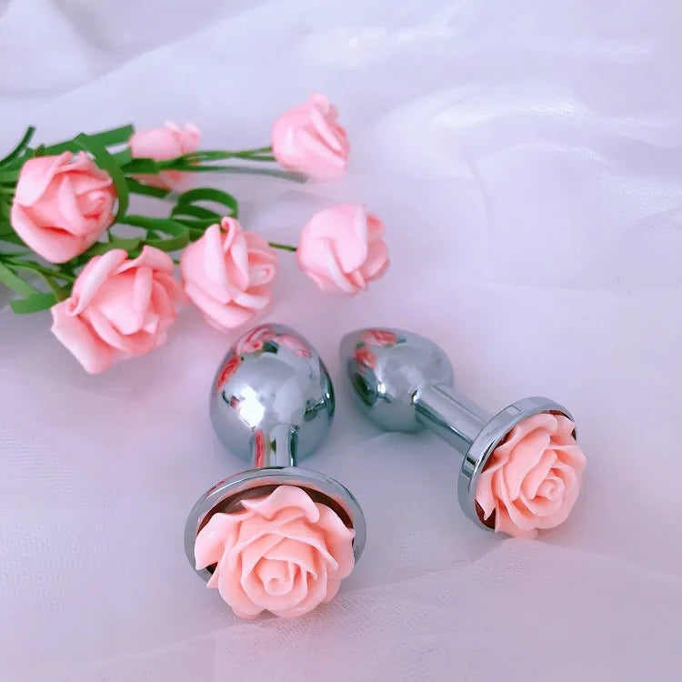 Rose Flower Anal Plug for Men and Women  Masturbator Adult Sex Goods Stainless Steel Butt  Toys  Adults  Products