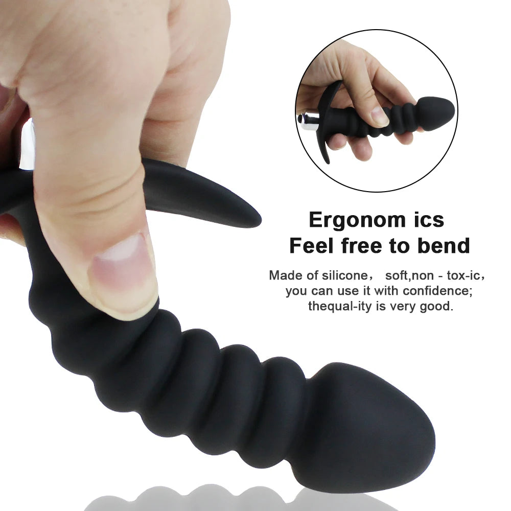 Silicone Anal Beads Butt Plug Vibrator Anal Plug Toy Strapon Dildo Male Prostate Massager Anal Sex Toys for Gays/Couple Men