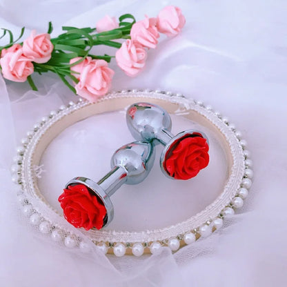 Rose Flower Anal Plug for Men and Women  Masturbator Adult Sex Goods Stainless Steel Butt  Toys  Adults  Products