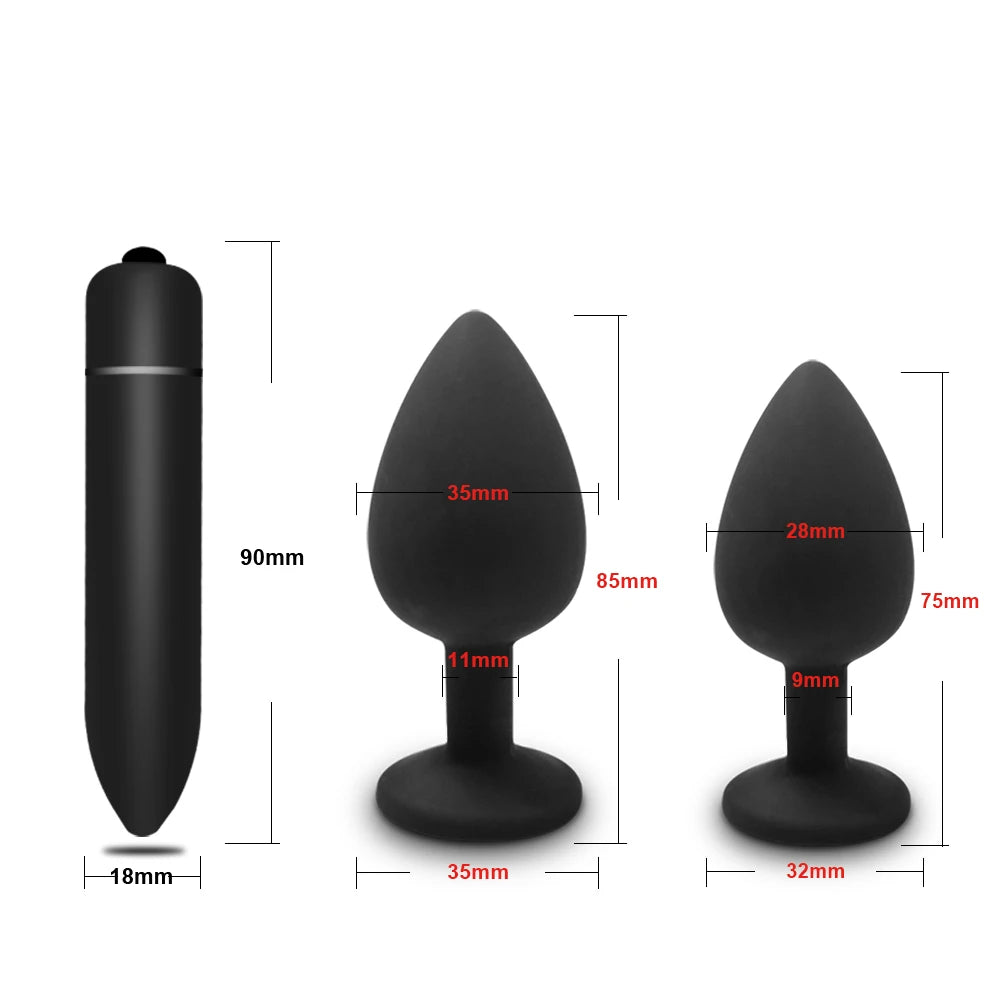 Anal Plug Butt Plug for Woman Men Soft Silicone 3 Different Size Sex Toys Bullet Vibrator Anal Unisex Gay Anal Toys for Adults