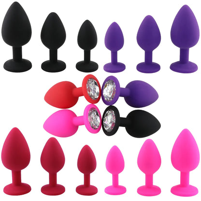 Anal Plug Butt Plug for Woman Men Soft Silicone 3 Different Size Sex Toys Bullet Vibrator Anal Unisex Gay Anal Toys for Adults