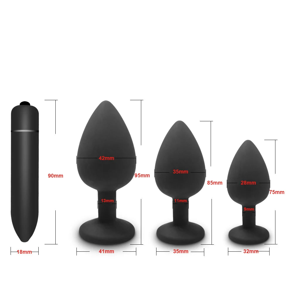 Anal Plug Butt Plug for Woman Men Soft Silicone 3 Different Size Sex Toys Bullet Vibrator Anal Unisex Gay Anal Toys for Adults