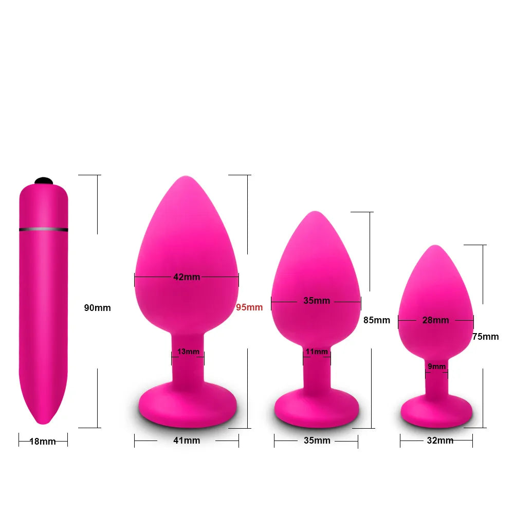 Anal Plug Butt Plug for Woman Men Soft Silicone 3 Different Size Sex Toys Bullet Vibrator Anal Unisex Gay Anal Toys for Adults